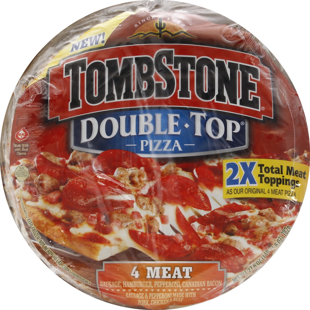 slide 2 of 3, Tombstone Pizza Double Top 4 Meat, 27.6 oz