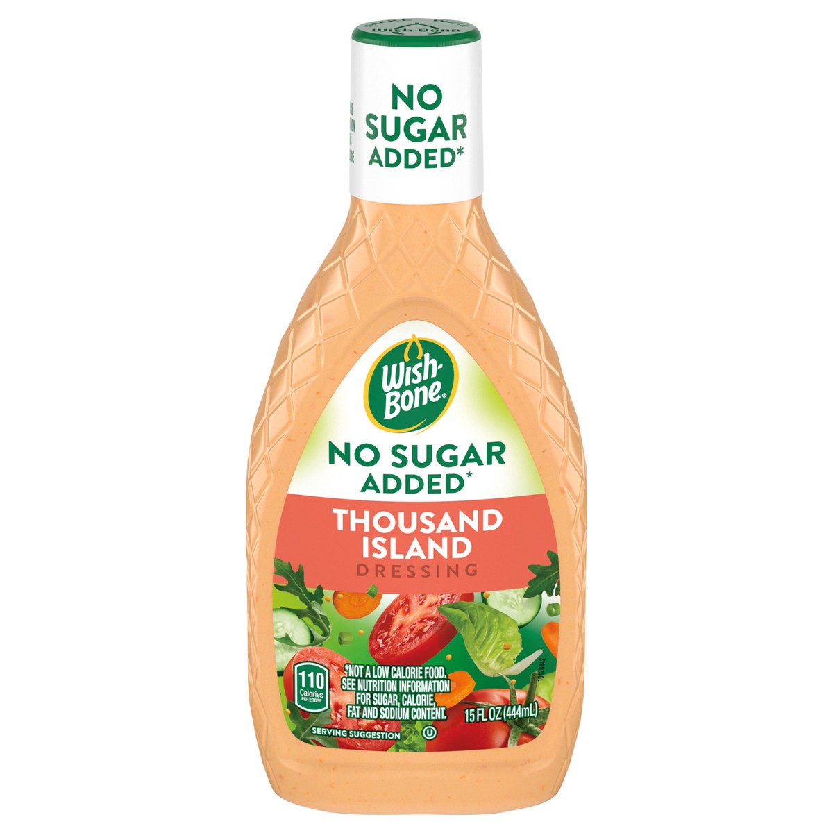 slide 1 of 7, Wish-Bone No Sugar Added Thousand Island Salad Dressing, 15 oz., 15 fl oz