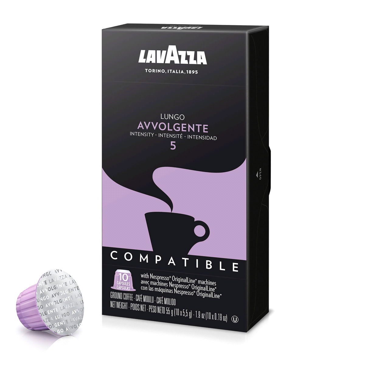 slide 1 of 1, Lavazza Avvolgente Lungo Espresso Capsules for Nespresso OriginalLine Machines, 10 ct