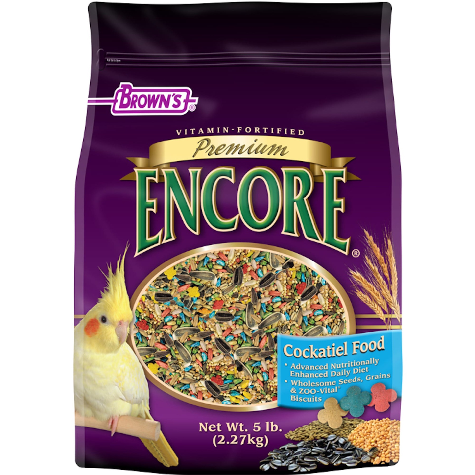 slide 1 of 1, Brown's Encore Premium Cockatiel Food, 5 lb