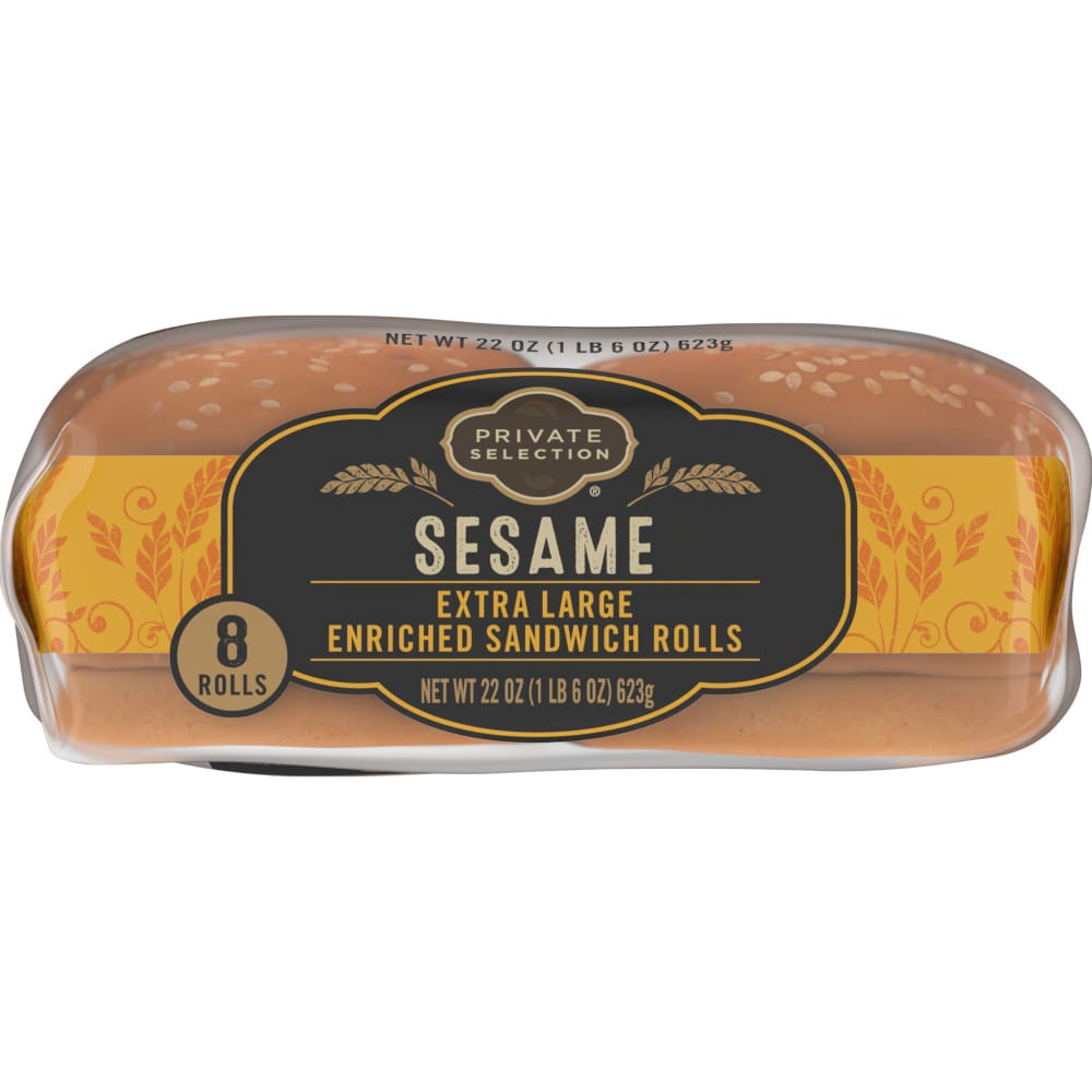 slide 6 of 6, Private Selection Sesame Extra Large Enriched Sandwich Rolls, 8 ct; 22 oz