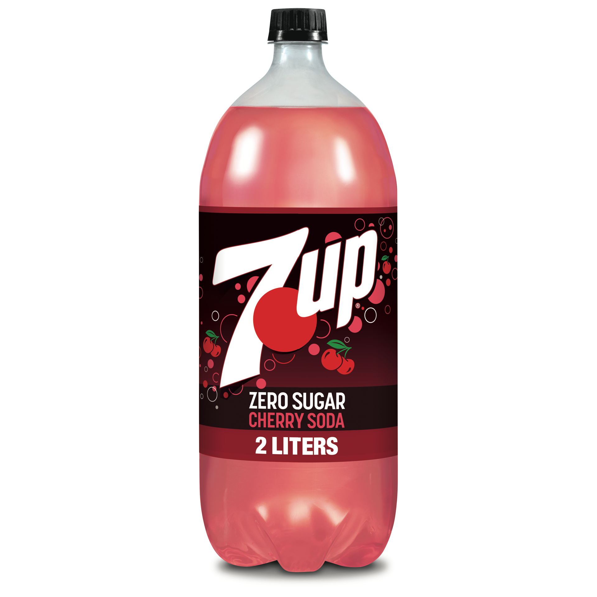 slide 1 of 1, 7UP Cherry Flavored Zero Sugar Soda, 2 L bottle, 2 liter