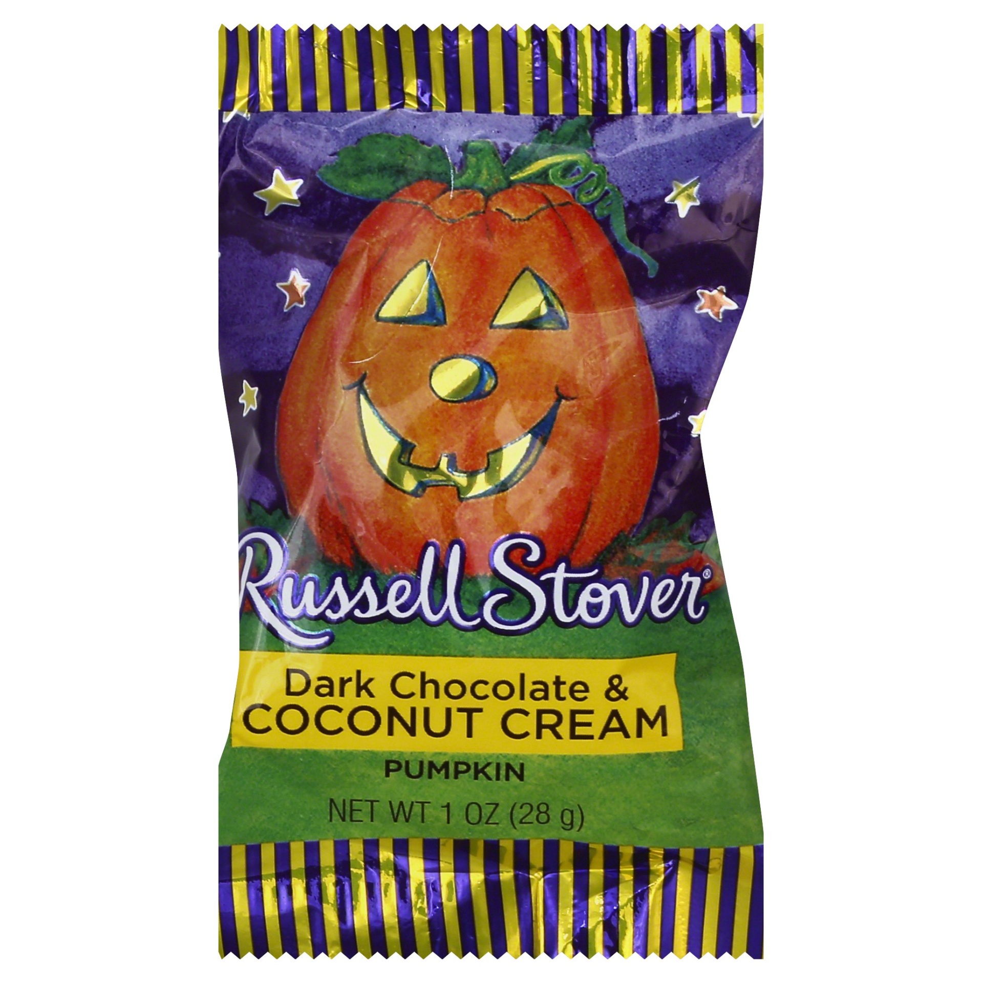 slide 1 of 5, Russell Stover Dark Chocolate & Coconut Cream Pumpkin, 1 oz