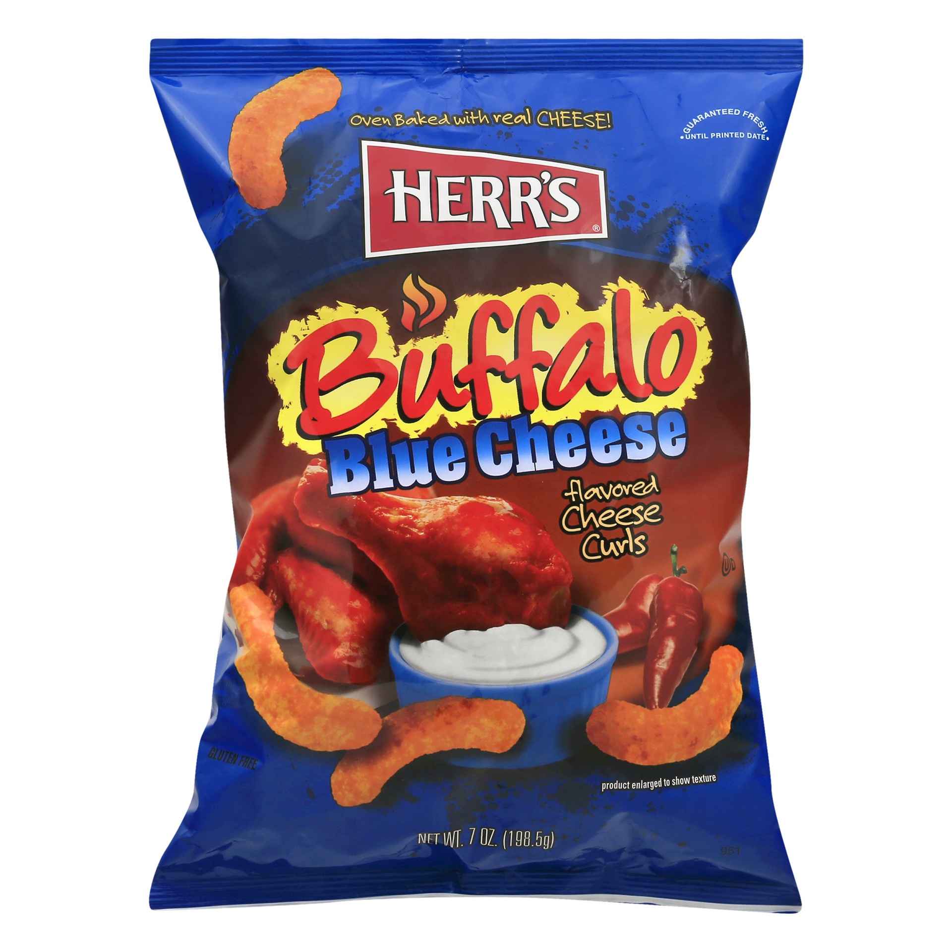 slide 1 of 1, Herr's Cheese Curls, Buffalo Blue Cheese Flavored, 7 oz