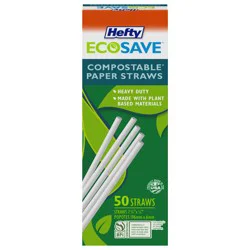 Hefty EcoSave Compostable Paper Straws 50 ea