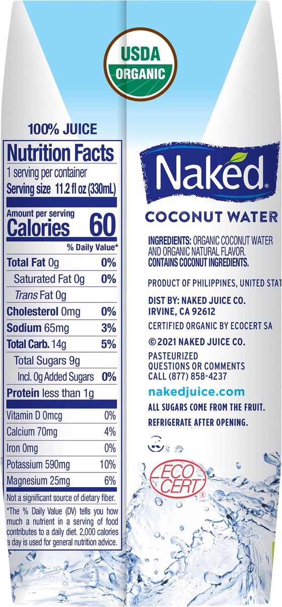 slide 8 of 9, Naked Coconut Water, Organic Pure, 11.2 oz