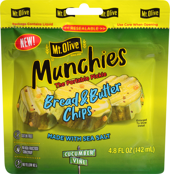 slide 1 of 1, Mt. Olive Bread & Butter Chips Pouch, 