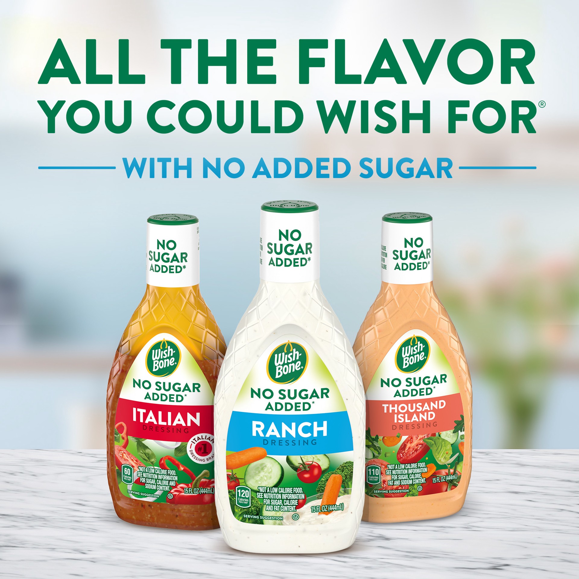 slide 2 of 7, Wish-Bone No Sugar Added Ranch Salad Dressing, 15 fl oz., 15 fl oz