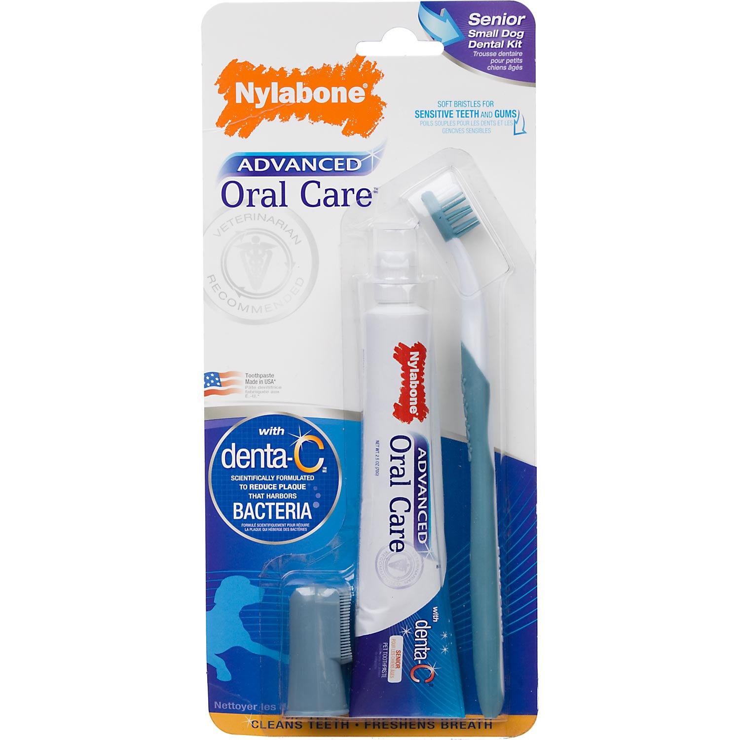 slide 1 of 1, Nylabone Advanced Oral Care Complete Senior Dog Dental Kit, 6 oz