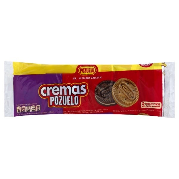 slide 1 of 5, Pozuelo Cookie Cremas Mixed Chocolate and Vanilla Cookies, 1 ct