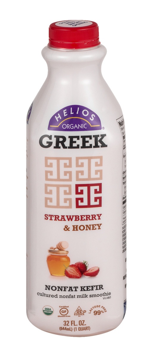 slide 1 of 1, Helios Strawberry & Honey Organic Kefir Nonfat Smoothie, 32 oz