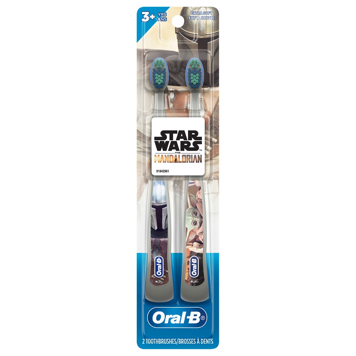 slide 1 of 7, Oral-B Star Wars 3+ Yrs Mandalorian Extra Soft Toothbrushes 2 ea, 2 ct