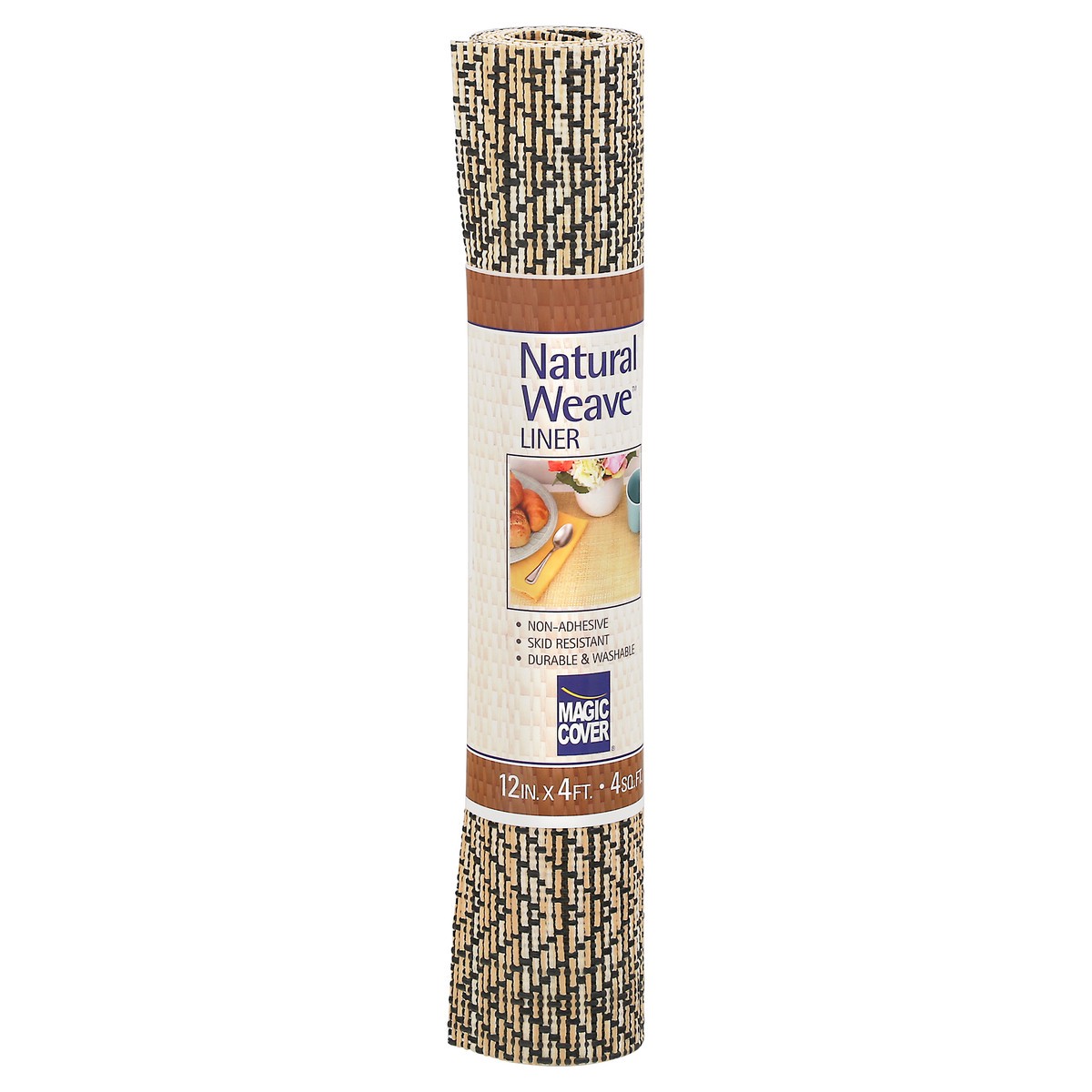 slide 2 of 9, Magic Cover Natural Weave Non-Adhesive Zig Zag Shelf Liner, 12 in x 4 ft