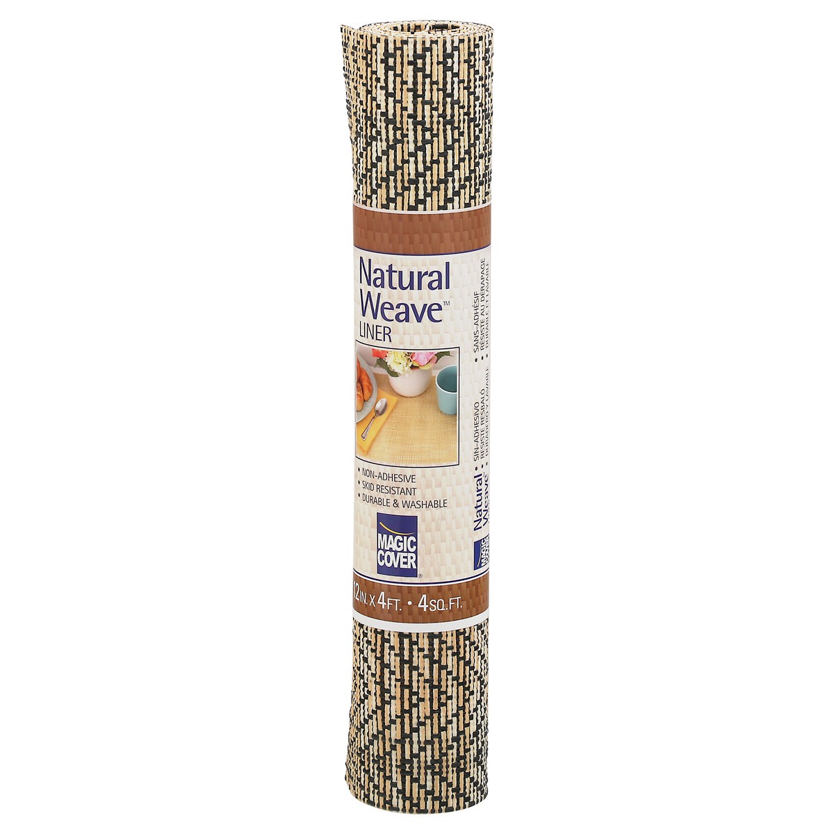 slide 8 of 9, Magic Cover Natural Weave Non-Adhesive Zig Zag Shelf Liner, 12 in x 4 ft