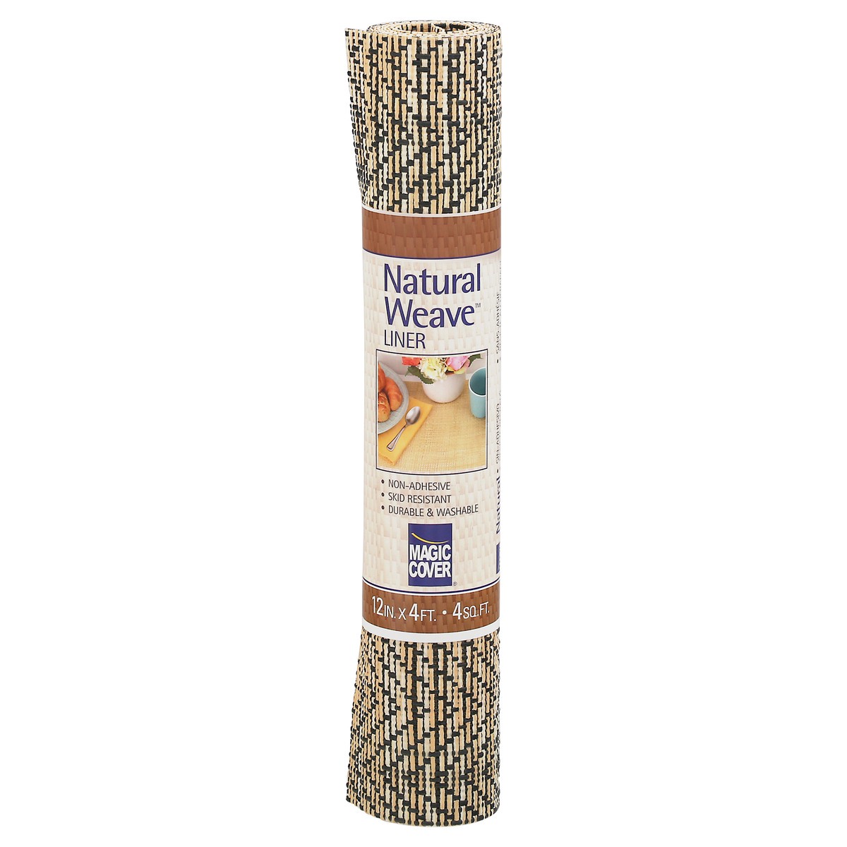 slide 3 of 9, Magic Cover Natural Weave Non-Adhesive Zig Zag Shelf Liner, 12 in x 4 ft