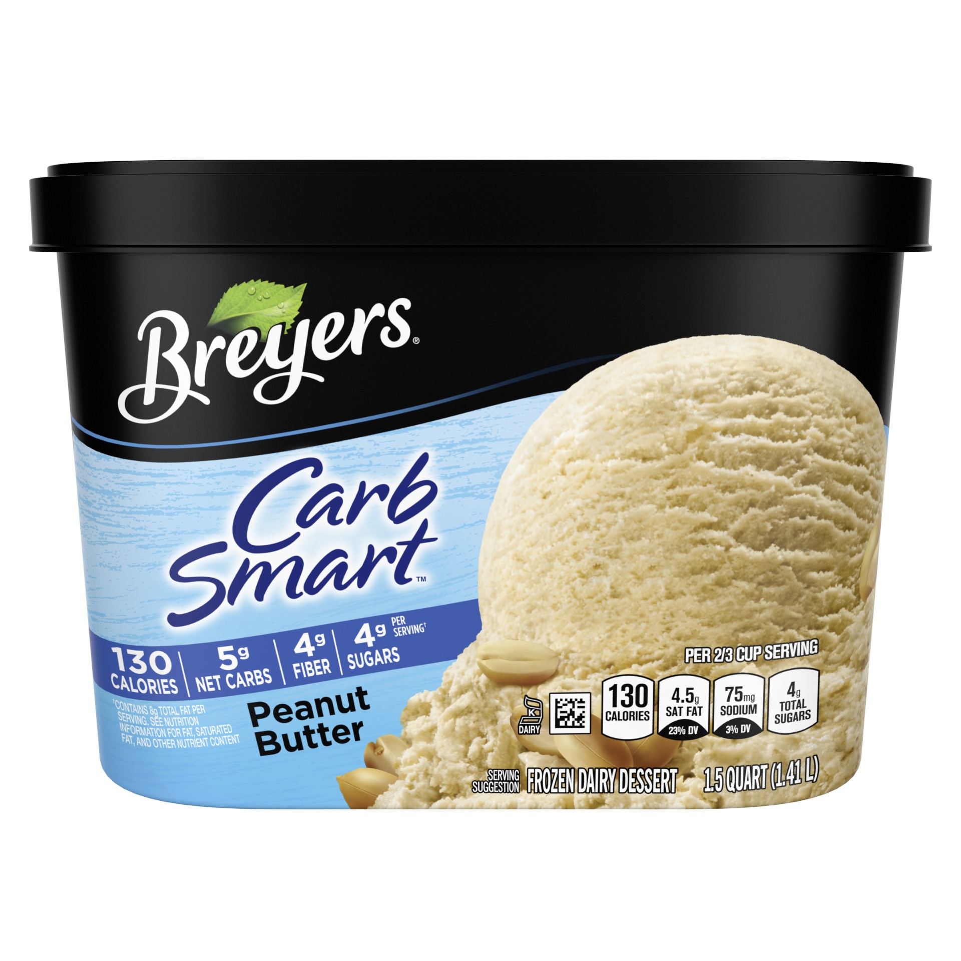 slide 1 of 4, Breyer's Carbsmart Peanut Butter Frozen Dairy Dessert, 48 fl oz
