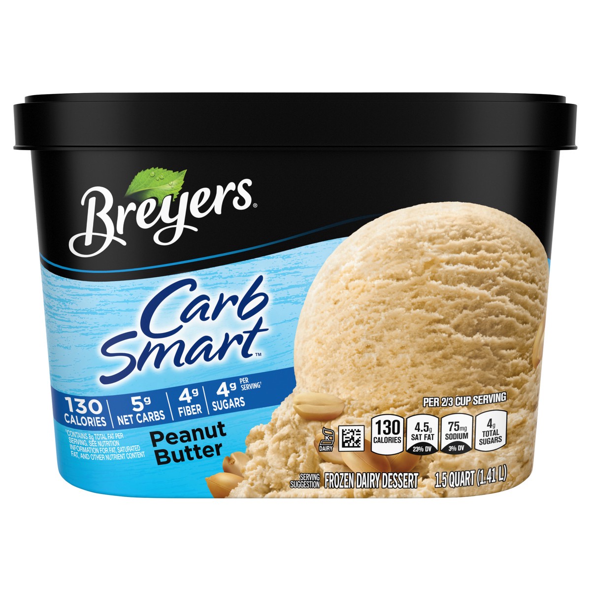 slide 1 of 4, Breyers CarbSmart™ Frozen Dairy Dessert Peanut Butter 48 oz, 48 oz