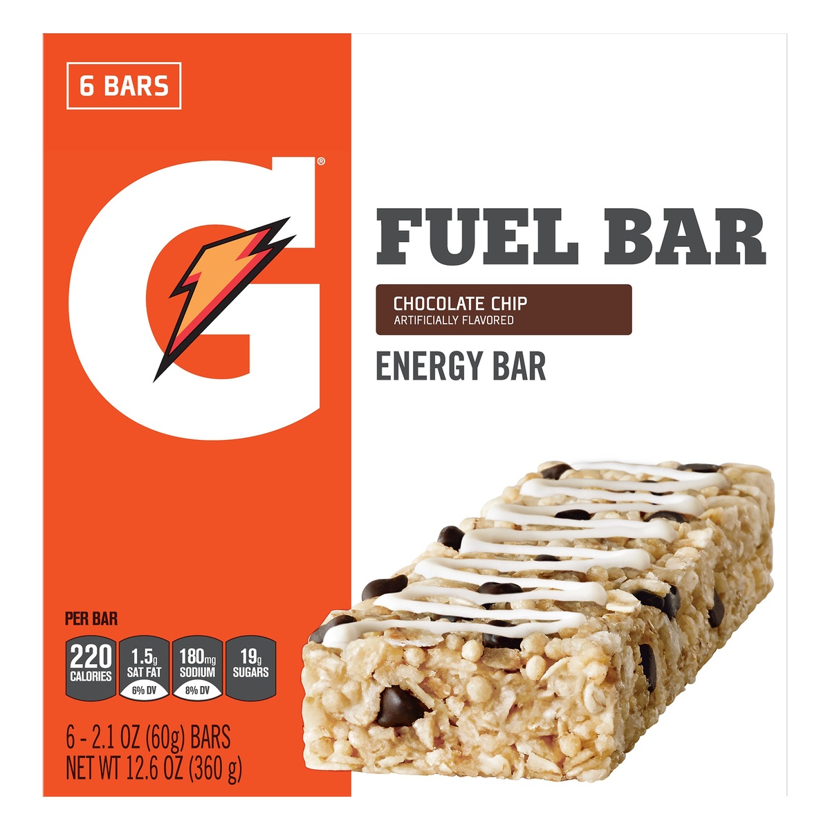 slide 1 of 1, Gatorade Prime Chocolate Chip Fuel Bar, 6 ct; 2.1 oz