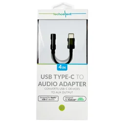Techcellent 4ft Type-C to AUX Cable, Black