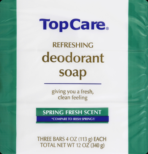 slide 1 of 6, TopCare Deodorant Soap, Refreshing, Spring Fresh Scent, 3 ct