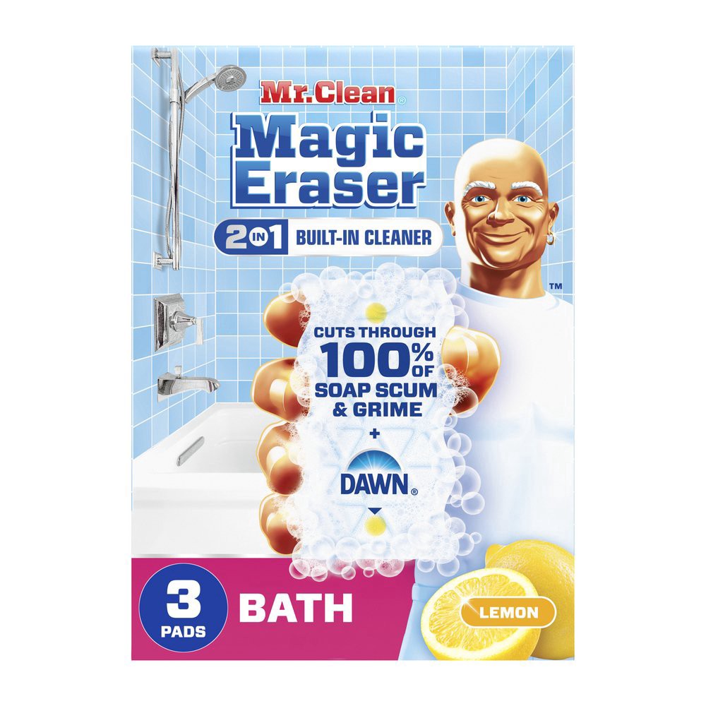 slide 1 of 1, Mr. Clean Magic Eraser Sponge, Bathroom Cleaner, Soap Scum Shower & Tub Cleaner, 2 in 1 Bath, 3ct, 3 ct