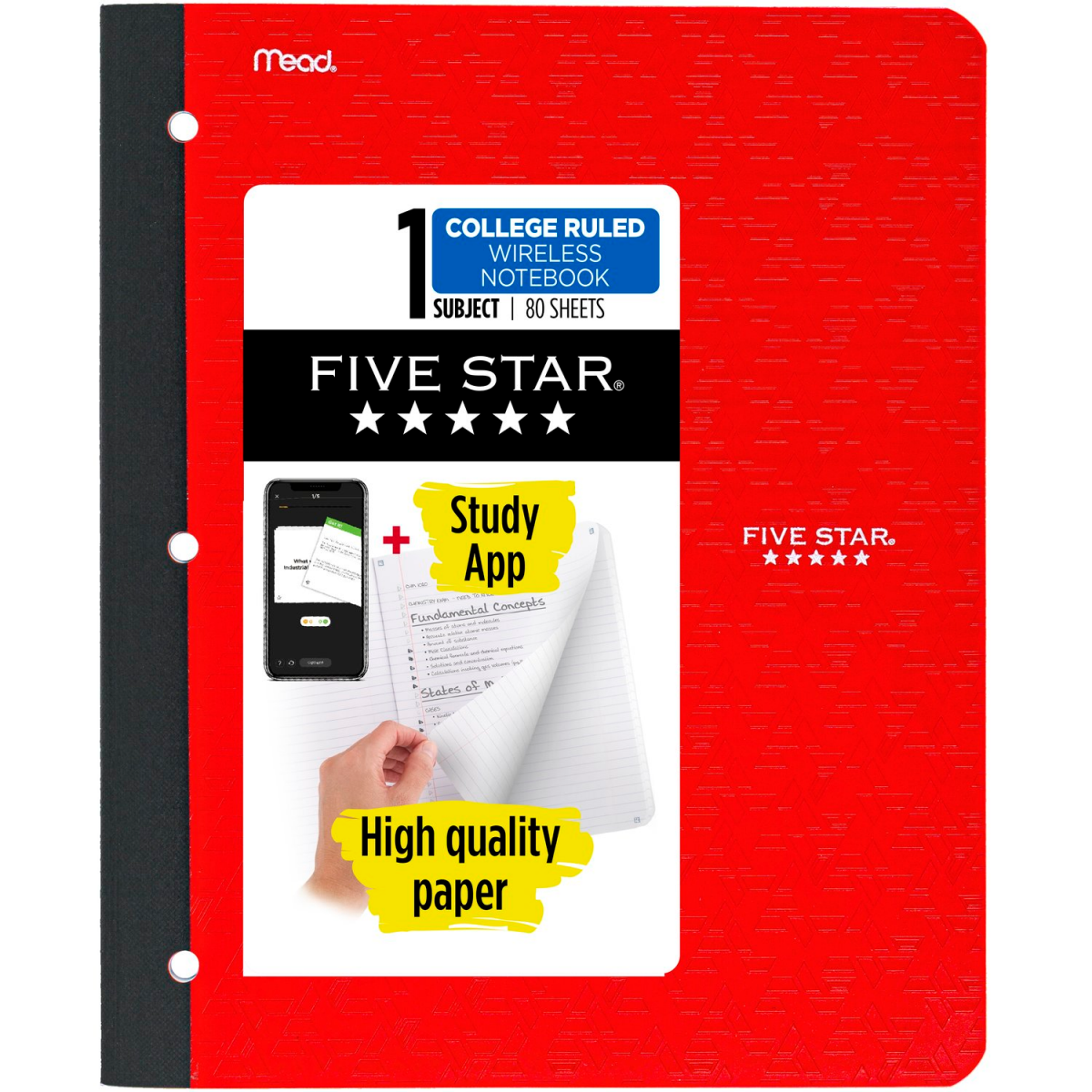 slide 1 of 5, Five Star Wireless Notebook with Pocket 1 Subject, 1 ct