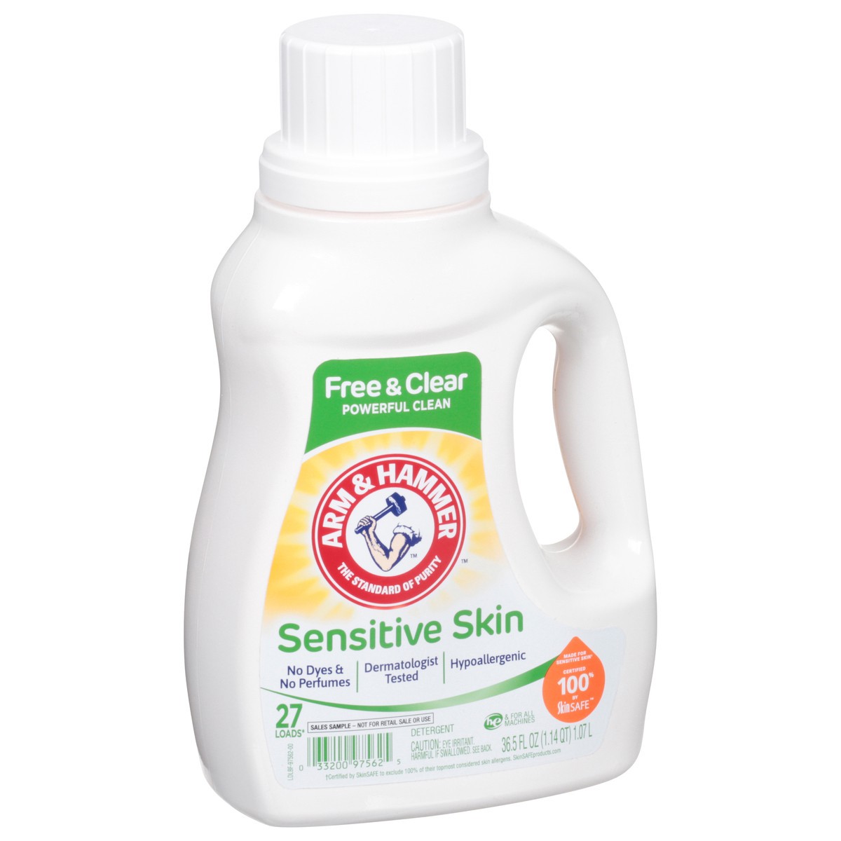 slide 8 of 9, ARM & HAMMER Sensitive Skin Free & Clear Detergent 36.5 fl oz, 36.50 fl oz