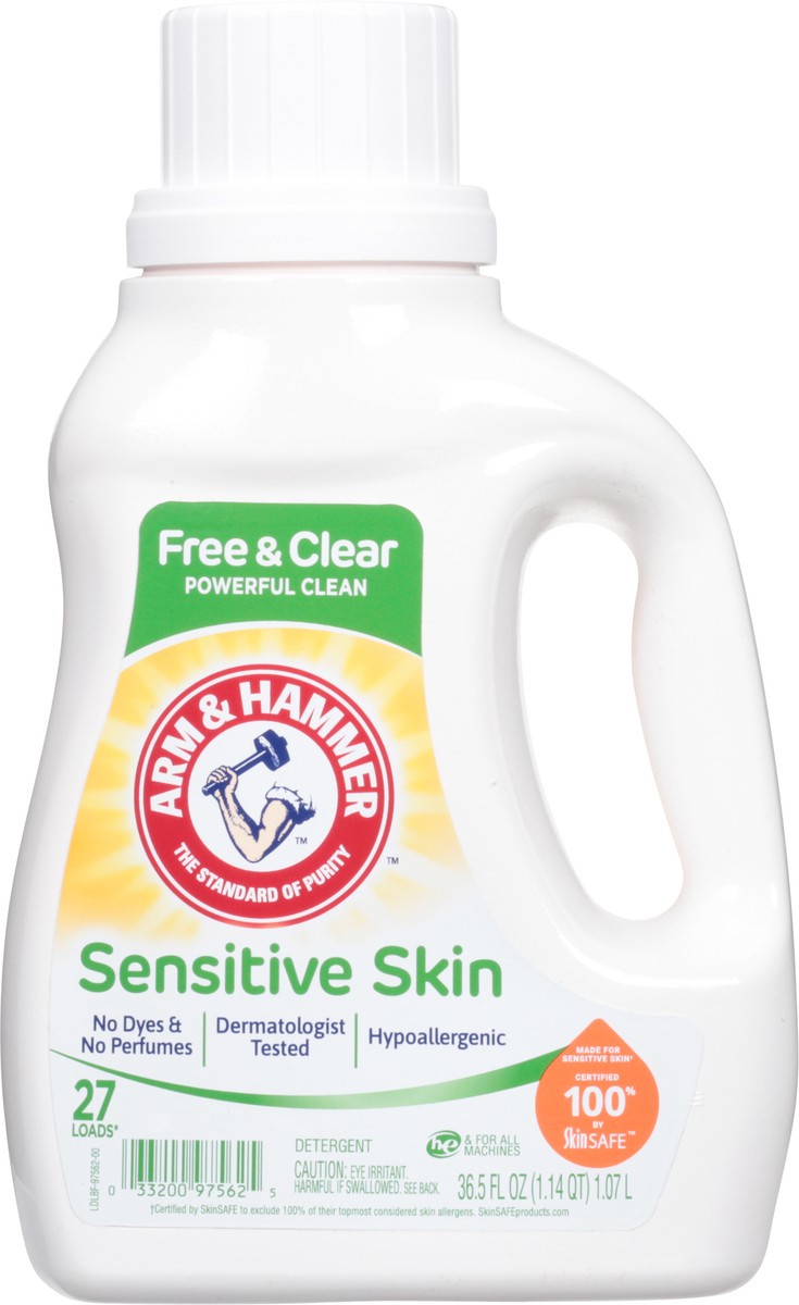 slide 9 of 9, ARM & HAMMER Sensitive Skin Free & Clear Detergent 36.5 fl oz, 36.50 fl oz