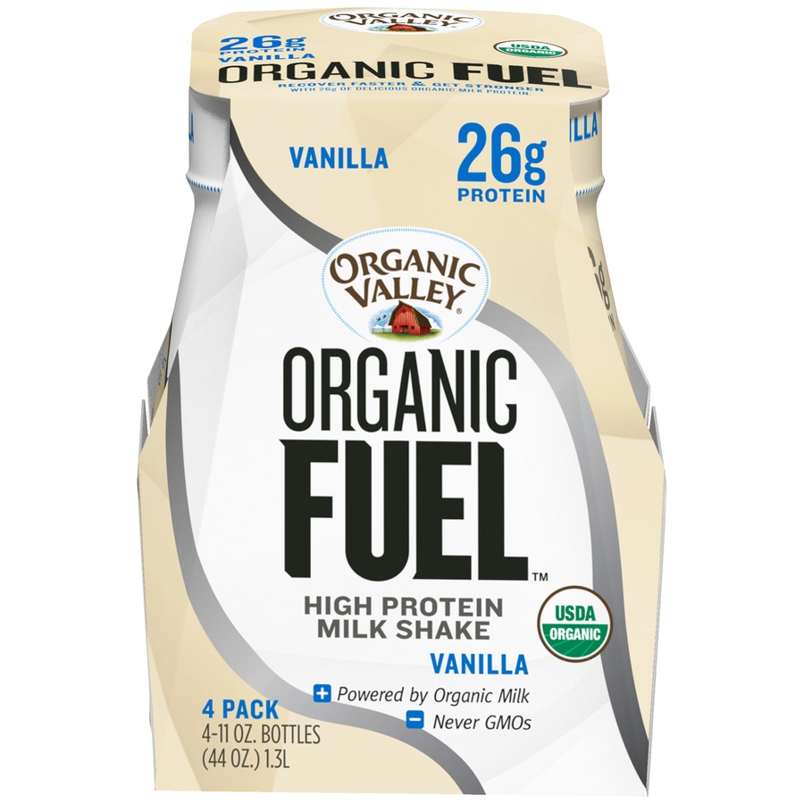 slide 1 of 1, Organic Valley Organic Fuel Vanilla High Protein Milk Shake, 4 ct; 11 oz