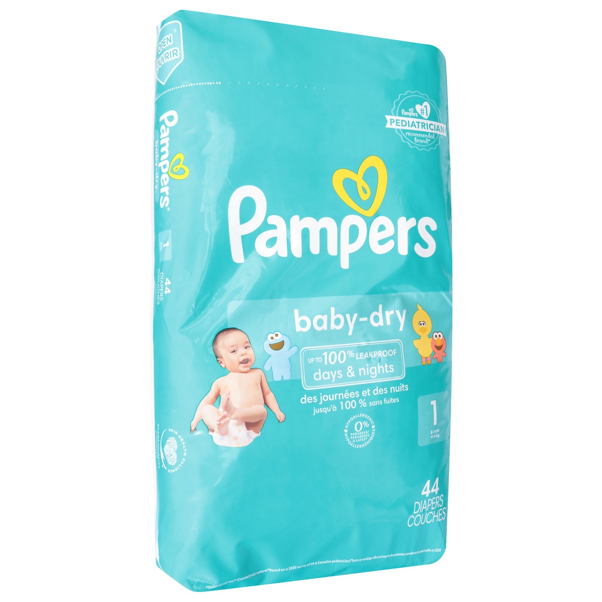 slide 2 of 10, Pampers Baby-Dry 1 (8-14 lb) Sesame Street Diapers Jumbo Pack 44 ea, 44 ct