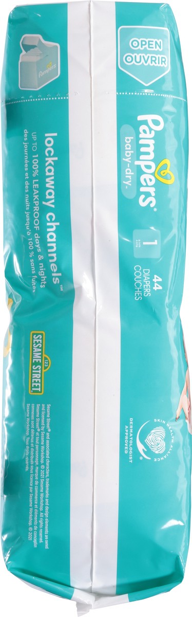 slide 6 of 10, Pampers Baby-Dry 1 (8-14 lb) Sesame Street Diapers Jumbo Pack 44 ea, 44 ct