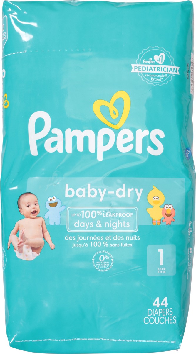 slide 8 of 10, Pampers Baby-Dry 1 (8-14 lb) Sesame Street Diapers Jumbo Pack 44 ea, 44 ct