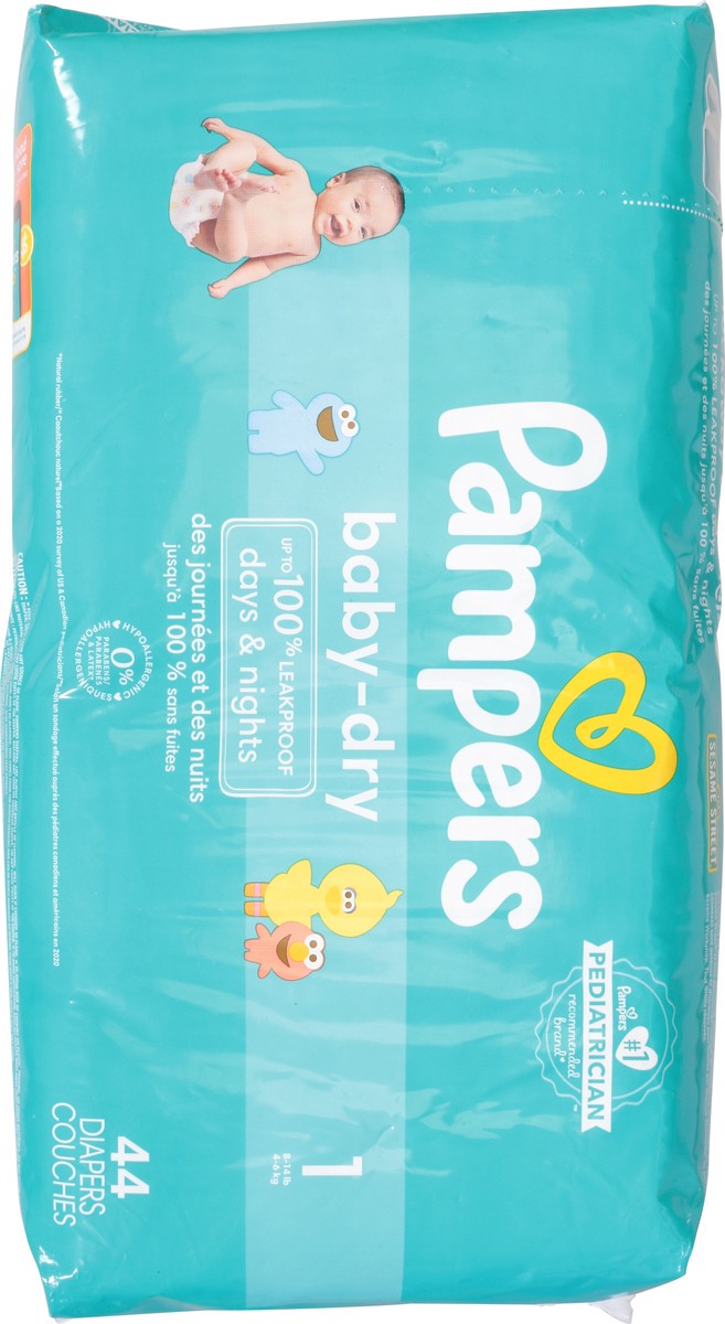 slide 9 of 10, Pampers Baby-Dry 1 (8-14 lb) Sesame Street Diapers Jumbo Pack 44 ea, 44 ct