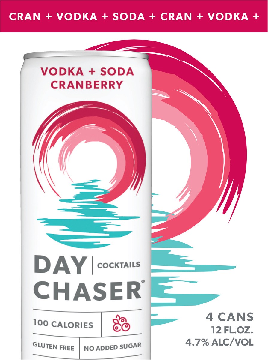 slide 7 of 8, Day Chaser Cocktails, Cranberry, Vodka + Soda, 4Pk, 4 ct; 12 oz