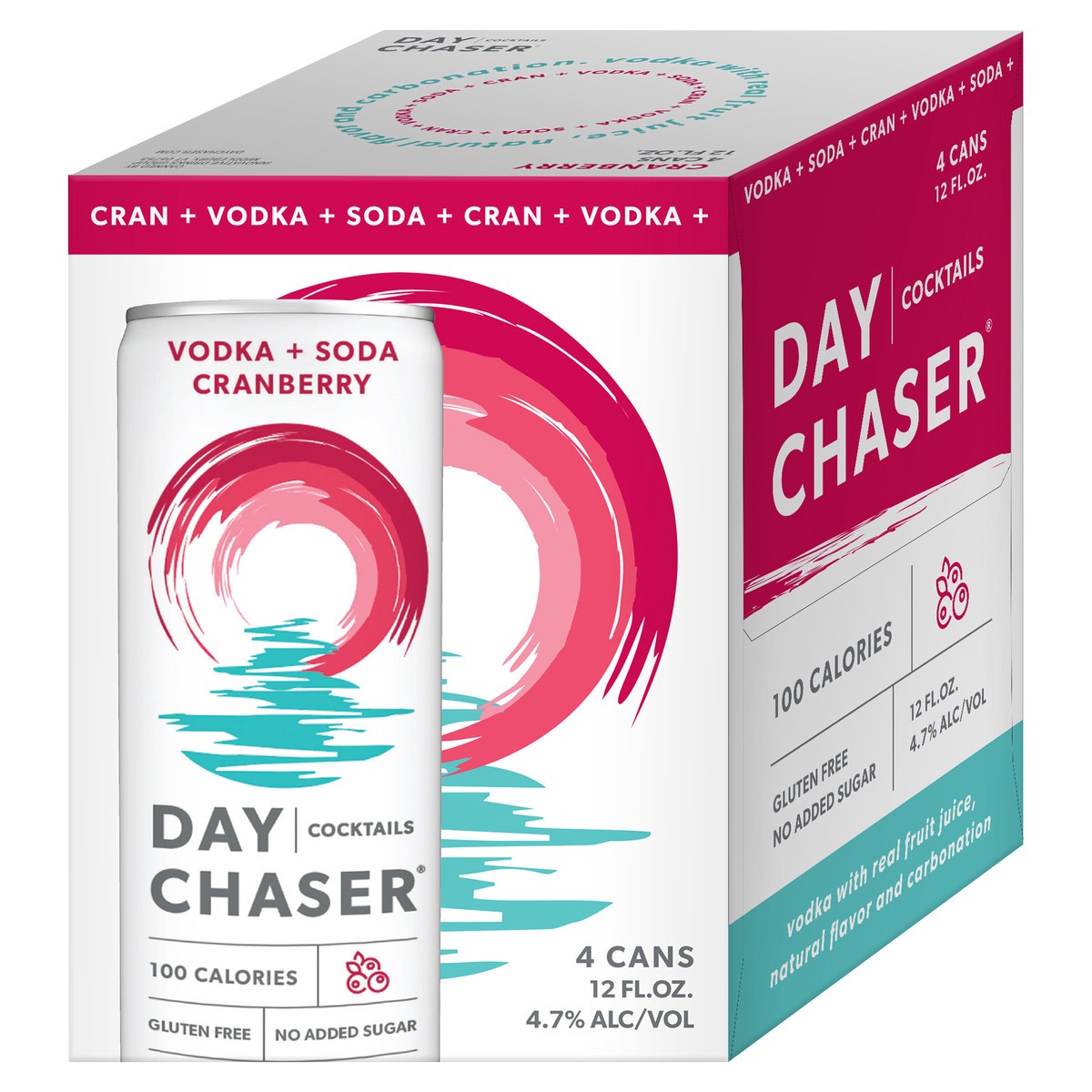 slide 1 of 8, Day Chaser Cocktails, Cranberry, Vodka + Soda, 4Pk, 4 ct; 12 oz