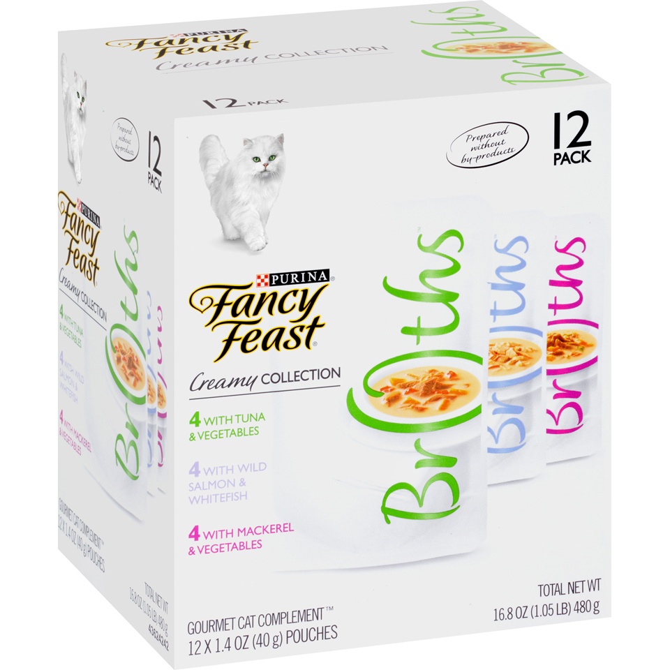 slide 2 of 9, Purina Fancy Feast Broths Cat Food Creamy Variety, 12 ct; 1.4 oz