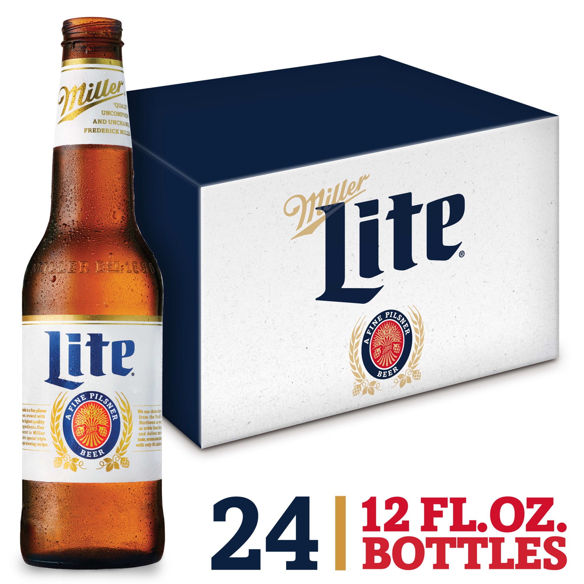 slide 1 of 6, Miller Lite Beer - 24pk/12 fl oz Bottles, 12 fl oz