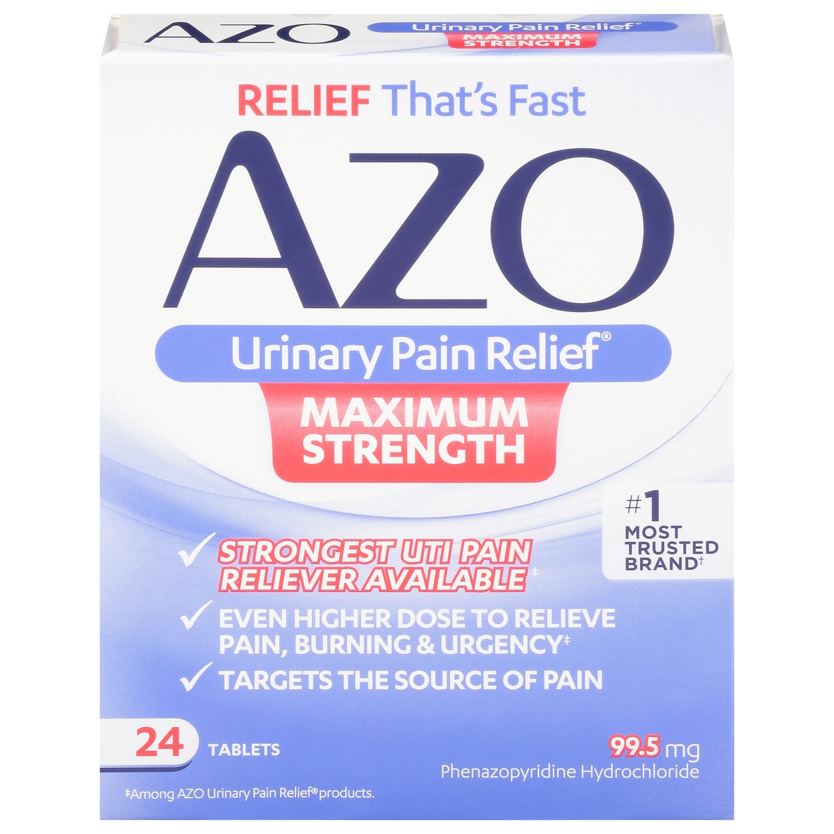 slide 1 of 1, AZO Urinary Pain Relief Maximum Strength Tablets, 24 ct