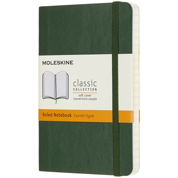 slide 1 of 5, Moleskine Classic Soft Cover Notebook, 3-1/2'' X 5-1/2'', Ruled, 192 Pages (96 Sheets), Myrtle Green, 96 ct