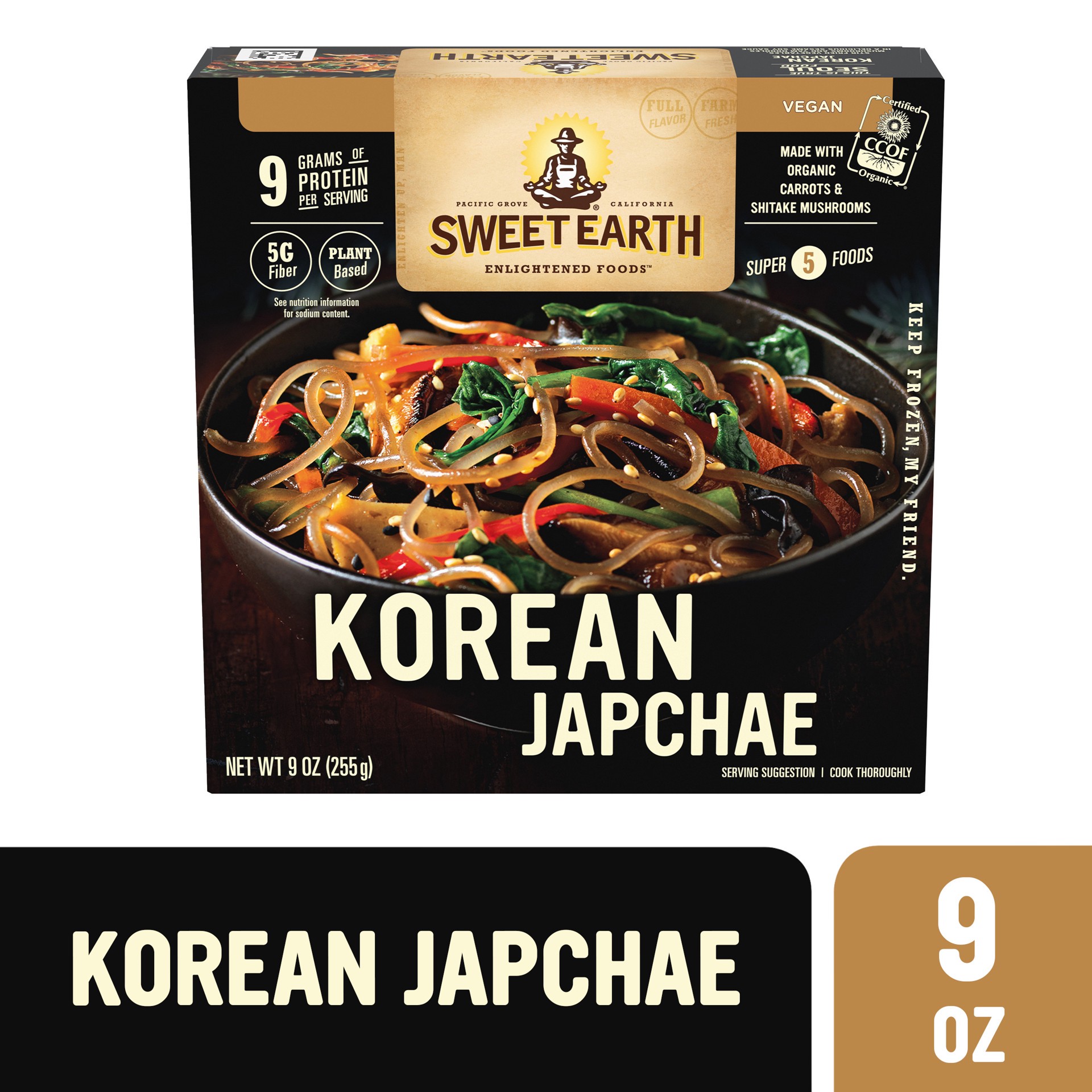 slide 1 of 2, Sweet Earth Korean Japchae Vegan Frozen Bowl, 9 Oz - Plant Based Protein Organic Frozen Dinner, 9 oz