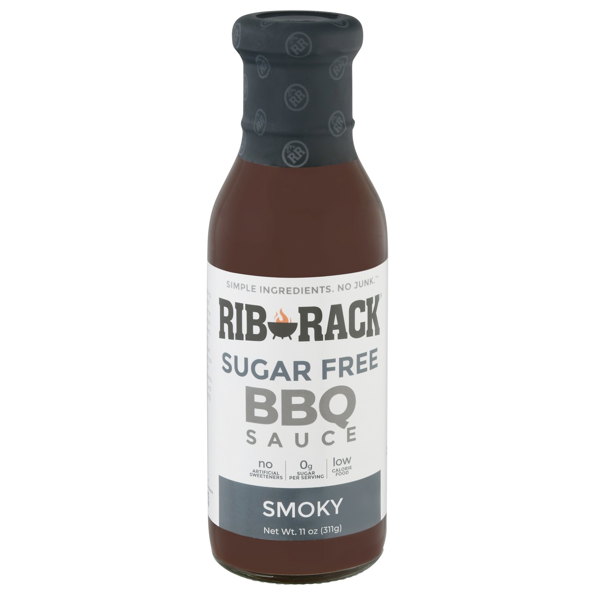 slide 1 of 1, Rib Rack Sauce Barbeque Smoky Sugar Free, 11 fl oz