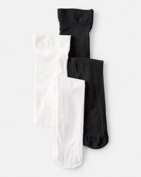 slide 1 of 3, Carter's Girls 2-Pack Tights - Black/White Black/White 8-14, 1 ct