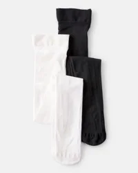 Carter&#x27;s Girls 2-Pack Tights - Black/White Black/White 8-14