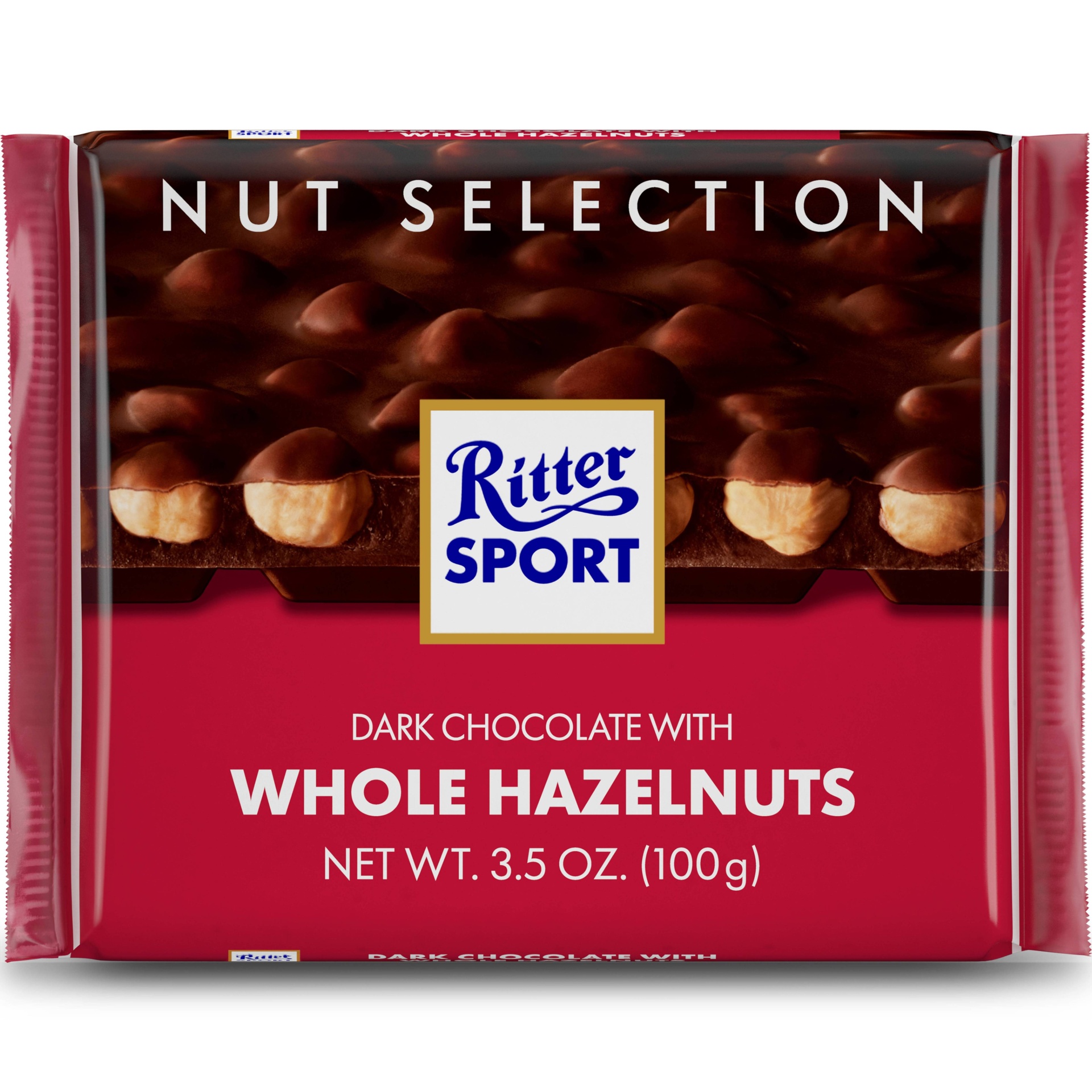 slide 1 of 2, Ritter Sport Dark Chocolate With Whole Hazelnuts, 3.5 oz