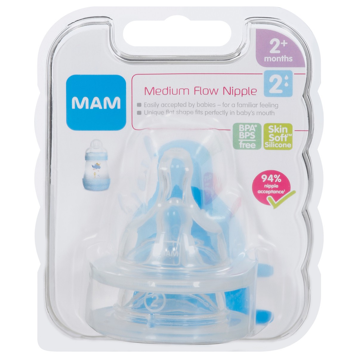 slide 1 of 9, MAM 2 Medium Flow Nipple 1 ea, 1 ct