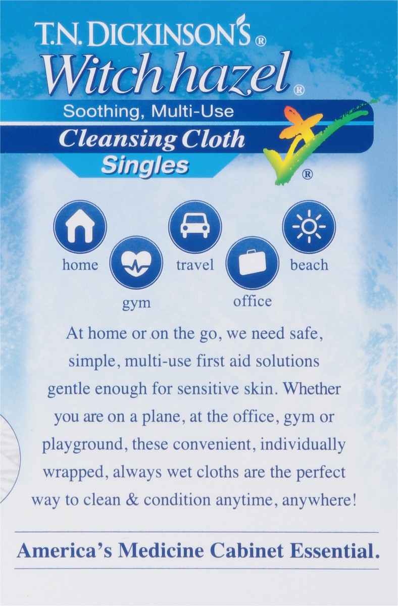 slide 8 of 10, T.N. Dickinson's Singles Multi-Use Soothing Witch Hazel Cleansing Cloth with Aloe 14 ea, 1 ct