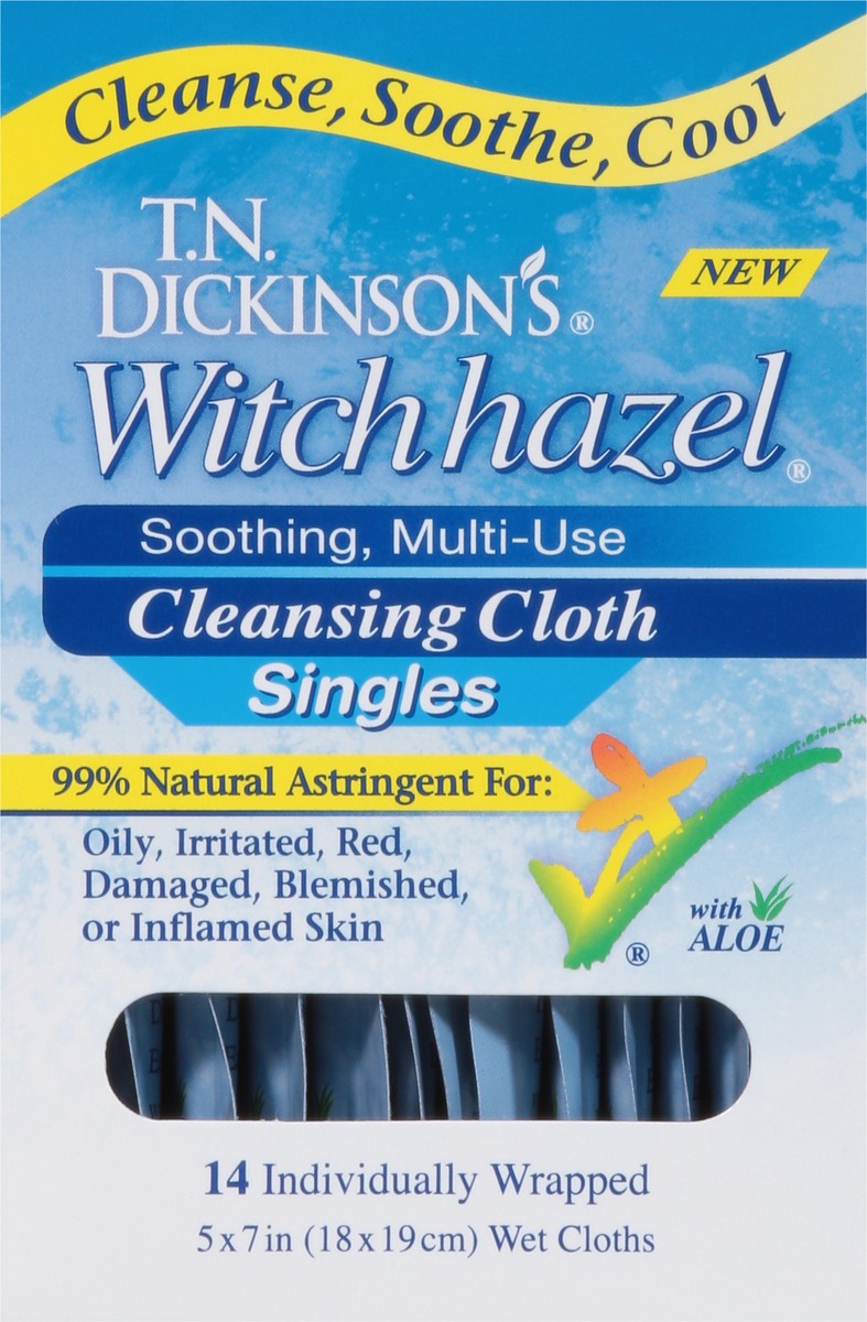 slide 4 of 10, T.N. Dickinson's Singles Multi-Use Soothing Witch Hazel Cleansing Cloth with Aloe 14 ea, 1 ct