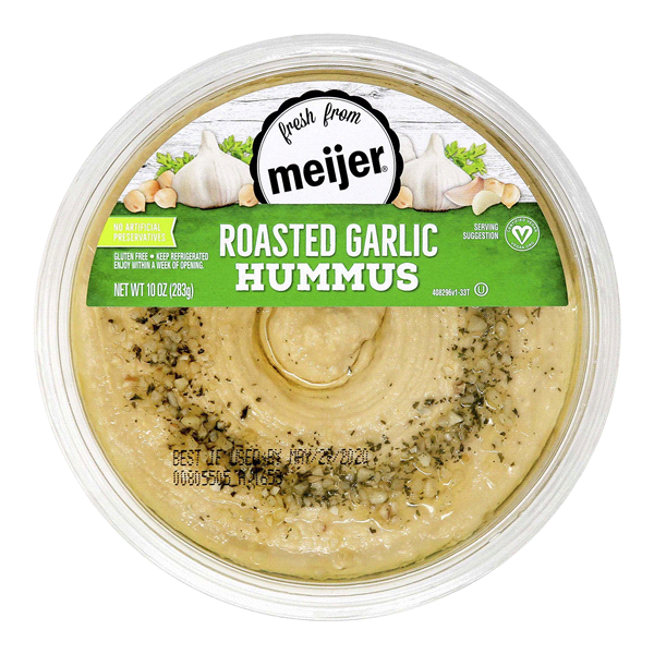 slide 1 of 1, Meijer Roasted Garlic Hummus, 10 oz