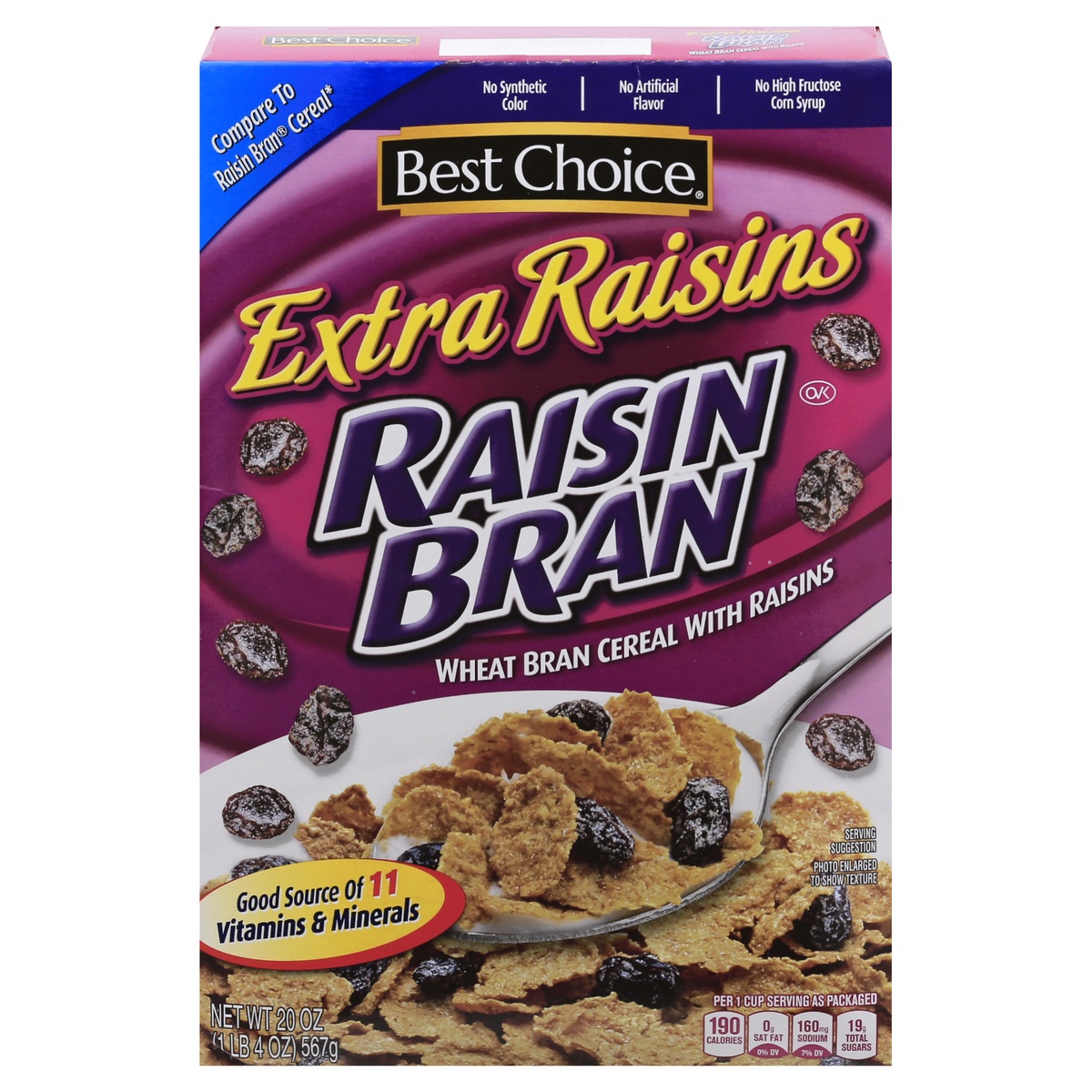 slide 1 of 10, Best Choice Raisin Bran, Extra Raisins, 20 oz