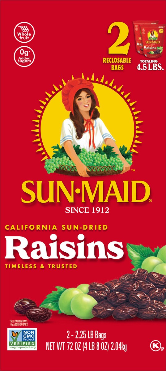 slide 8 of 12, Sun-Maid California Sun-Dried Raisins 1 Box/2-Pack/2.25lb Bags, 